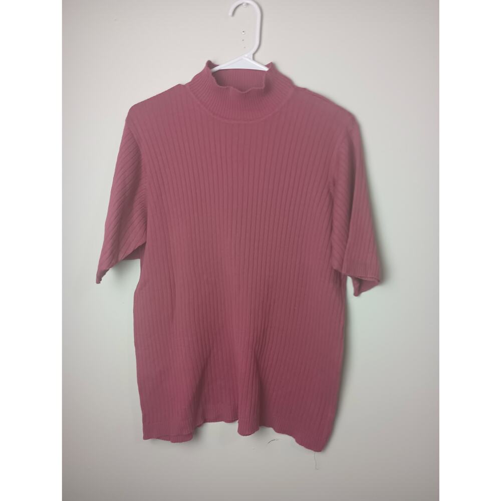 Designs by Lane Bryant Ribbed Mock Neck Women Top Blouse 18/20 Maroon